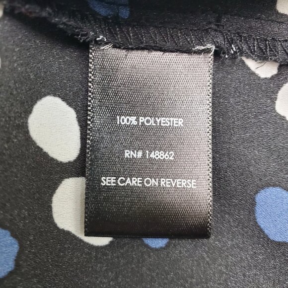 Torrid Womens 1X Black Blue White Polka Dot V-Neck Short Sleeve Plus Size Blouse - Picture 6 of 14